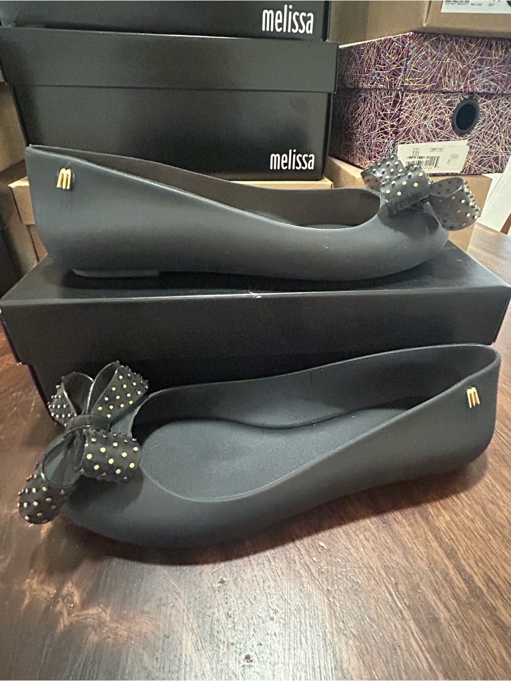 Melissa Women's Black Bow Ballet Flats NWT